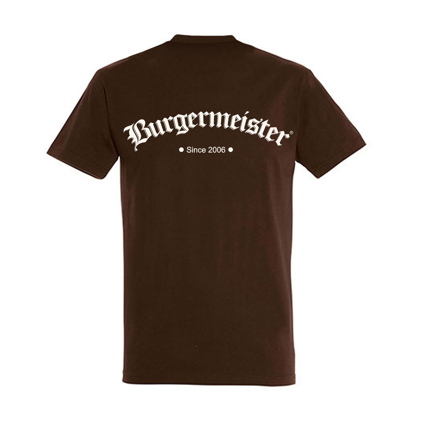 T-Shirt dunkelbraun mit off-white Burgermeister-Logo