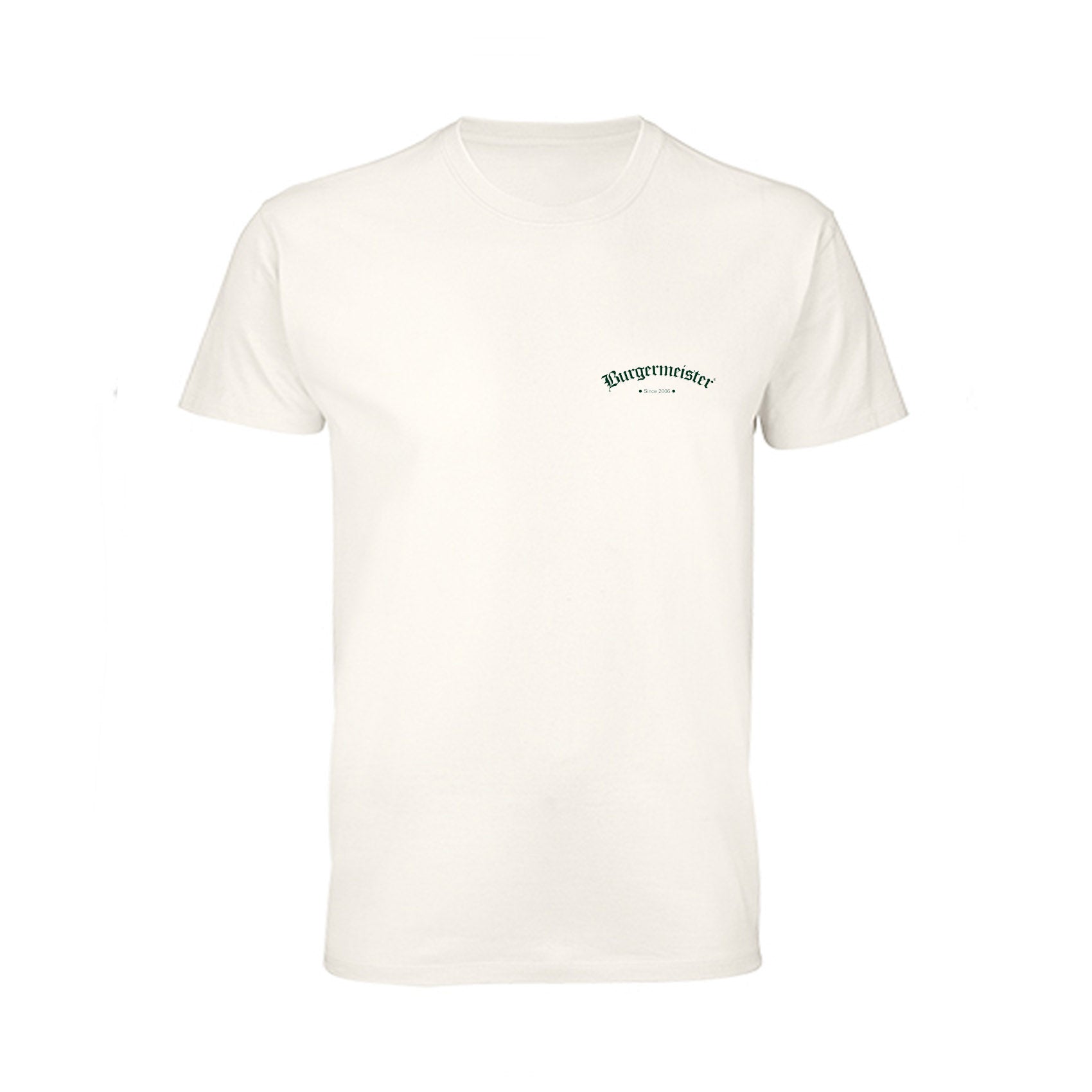 T-Shirt off white mit grünem Burgermeister-Logo