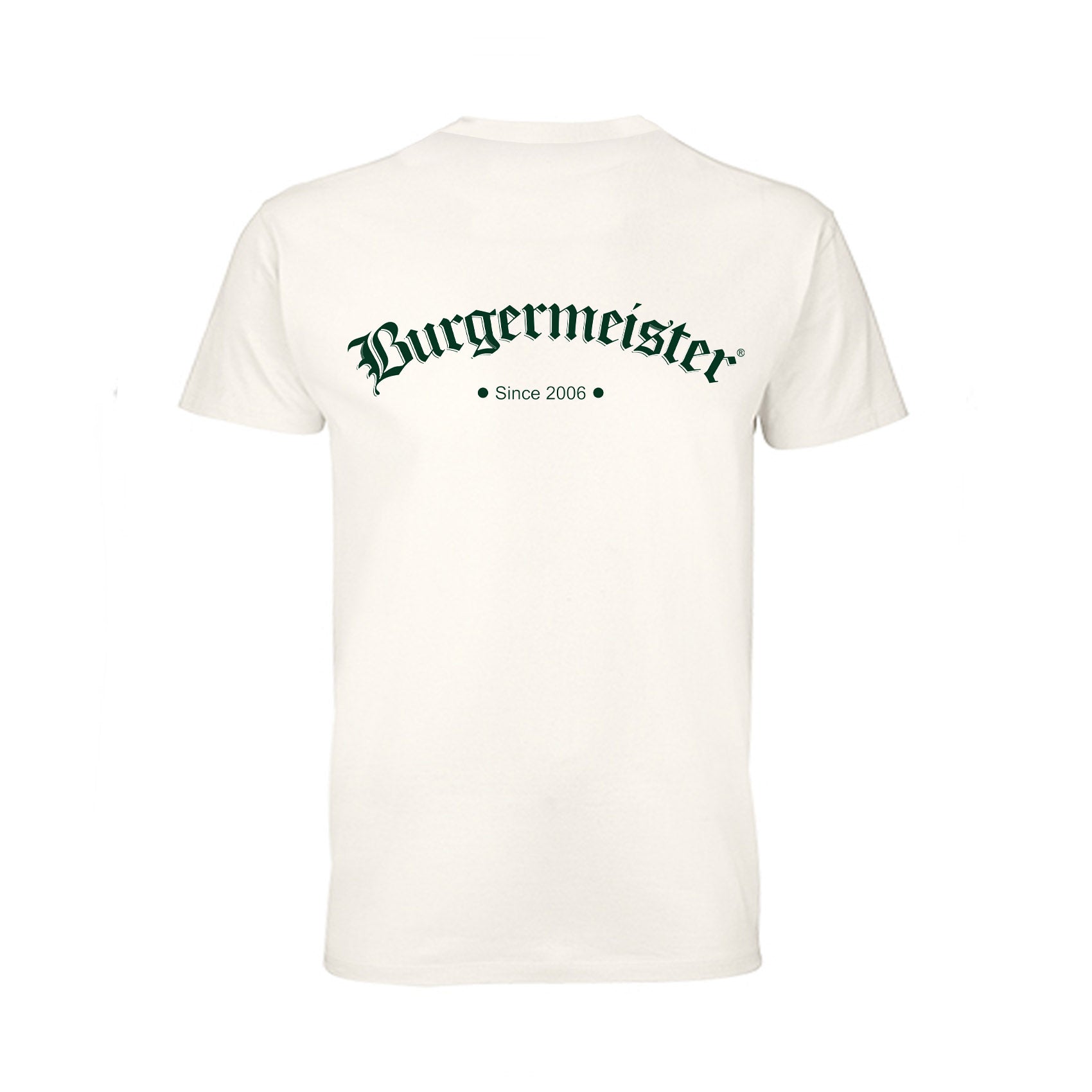 T-Shirt off white mit grünem Burgermeister-Logo