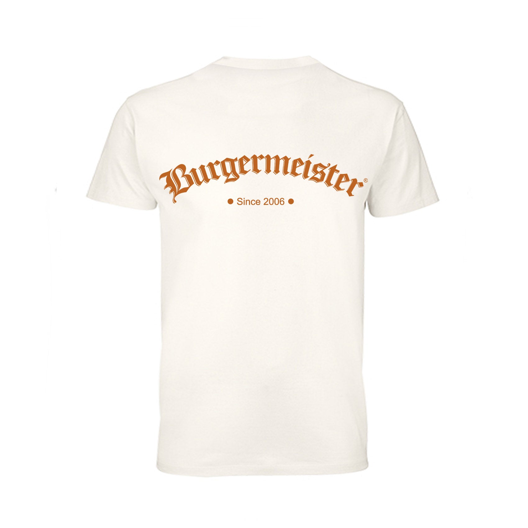 T-Shirt off white mit gelbem Burgermeister-Logo