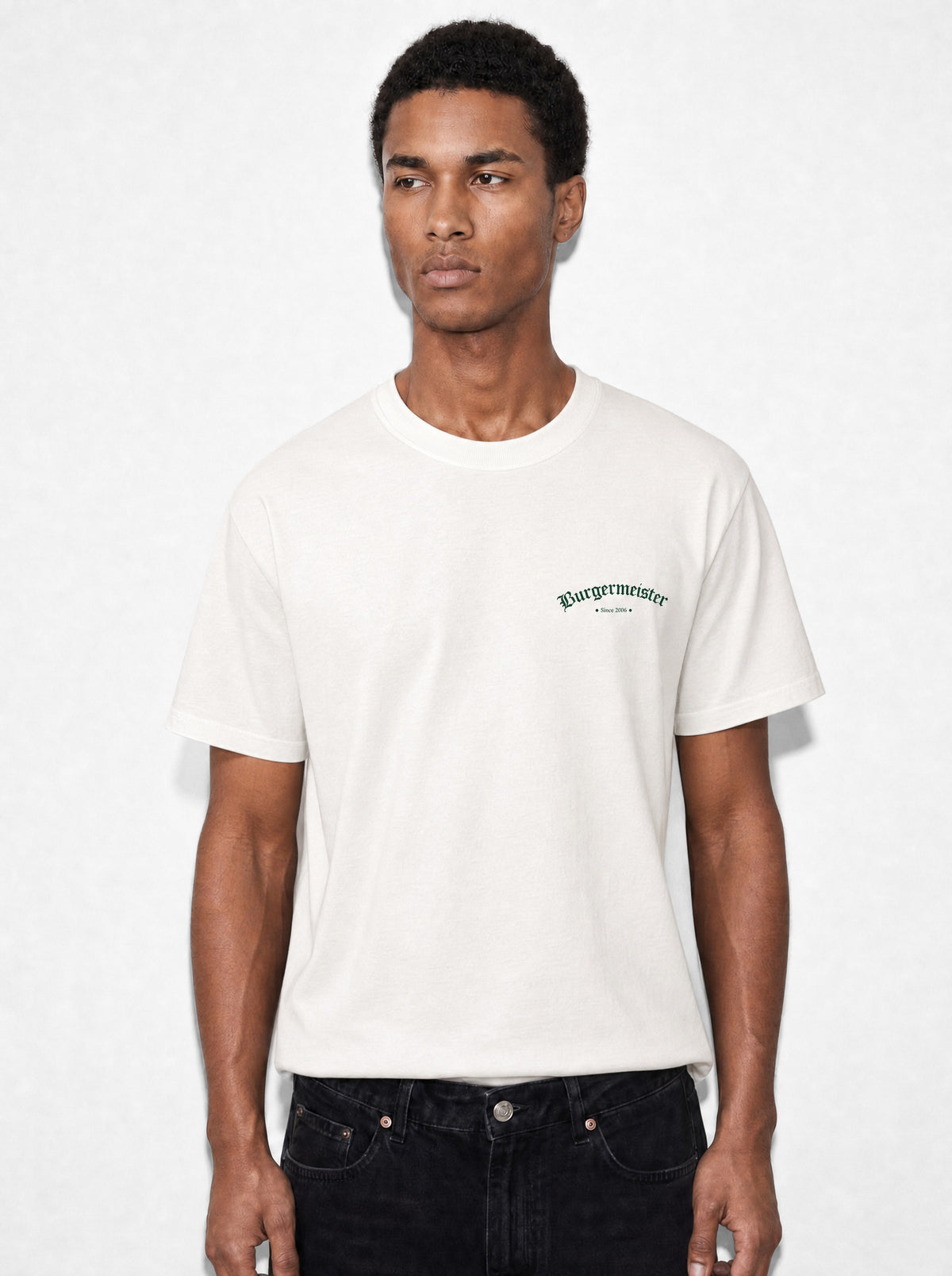 T-Shirt hellgrau mit grünem Burgermeister-Logo