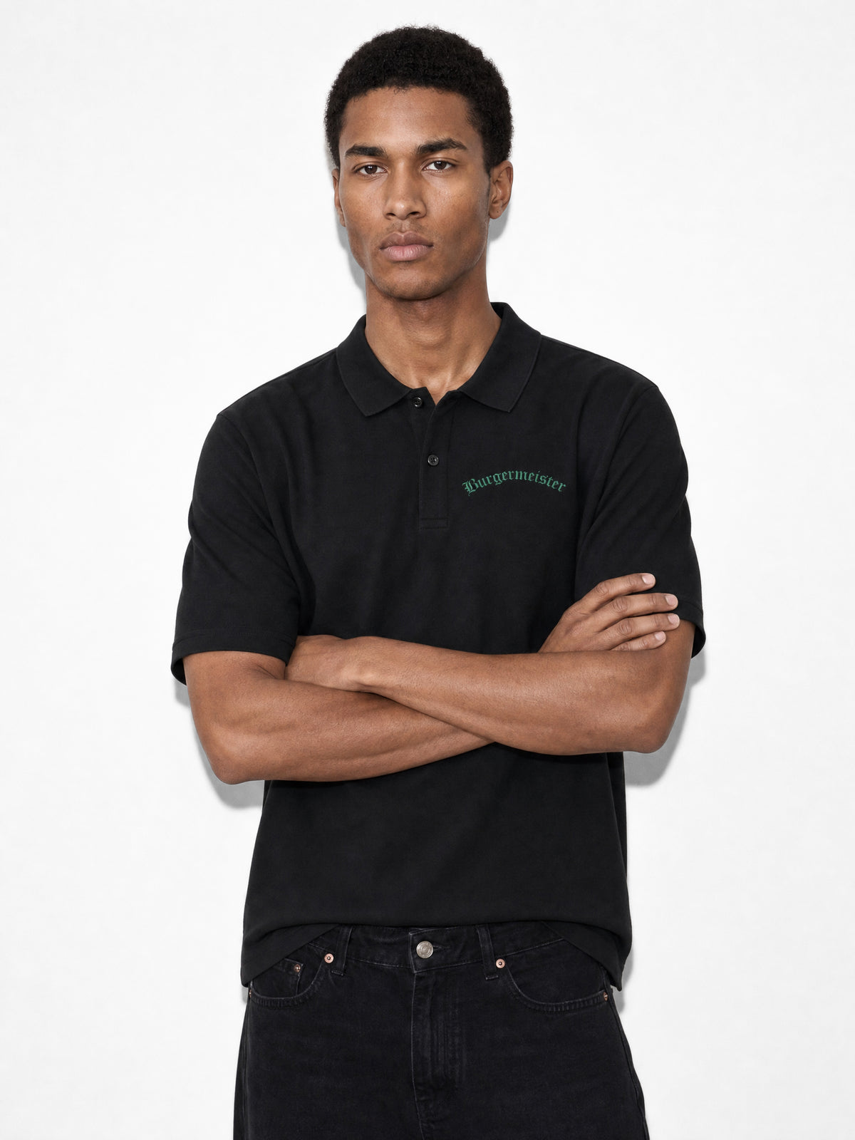 Poloshirt Burgermeister Logo schwarz