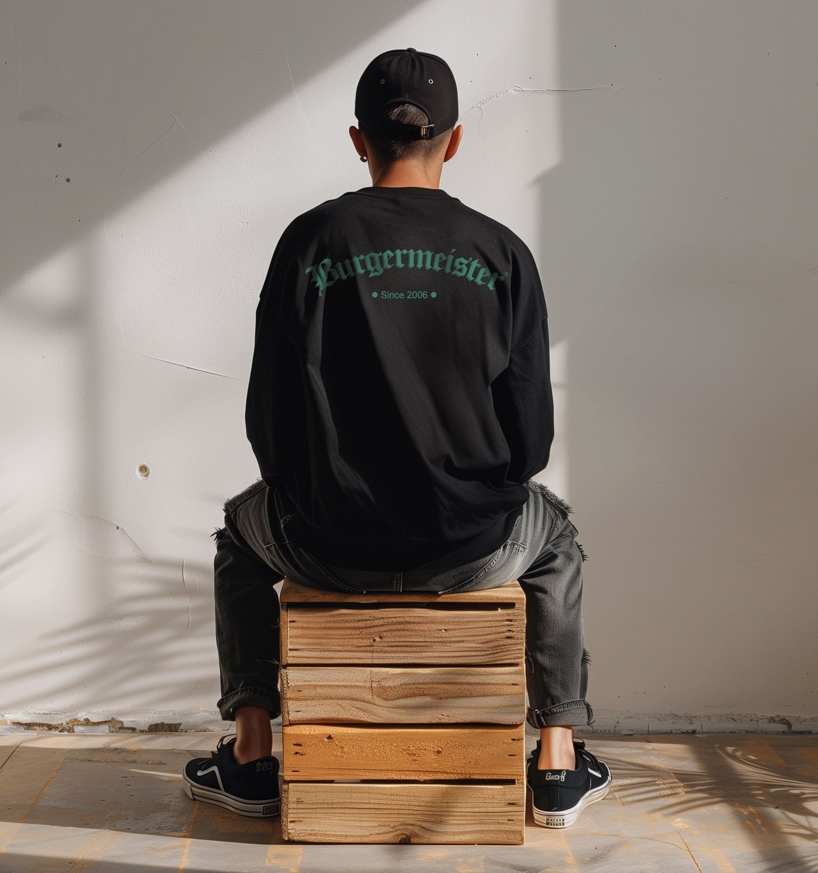 Longsleeve Burgermeister Logo schwarz