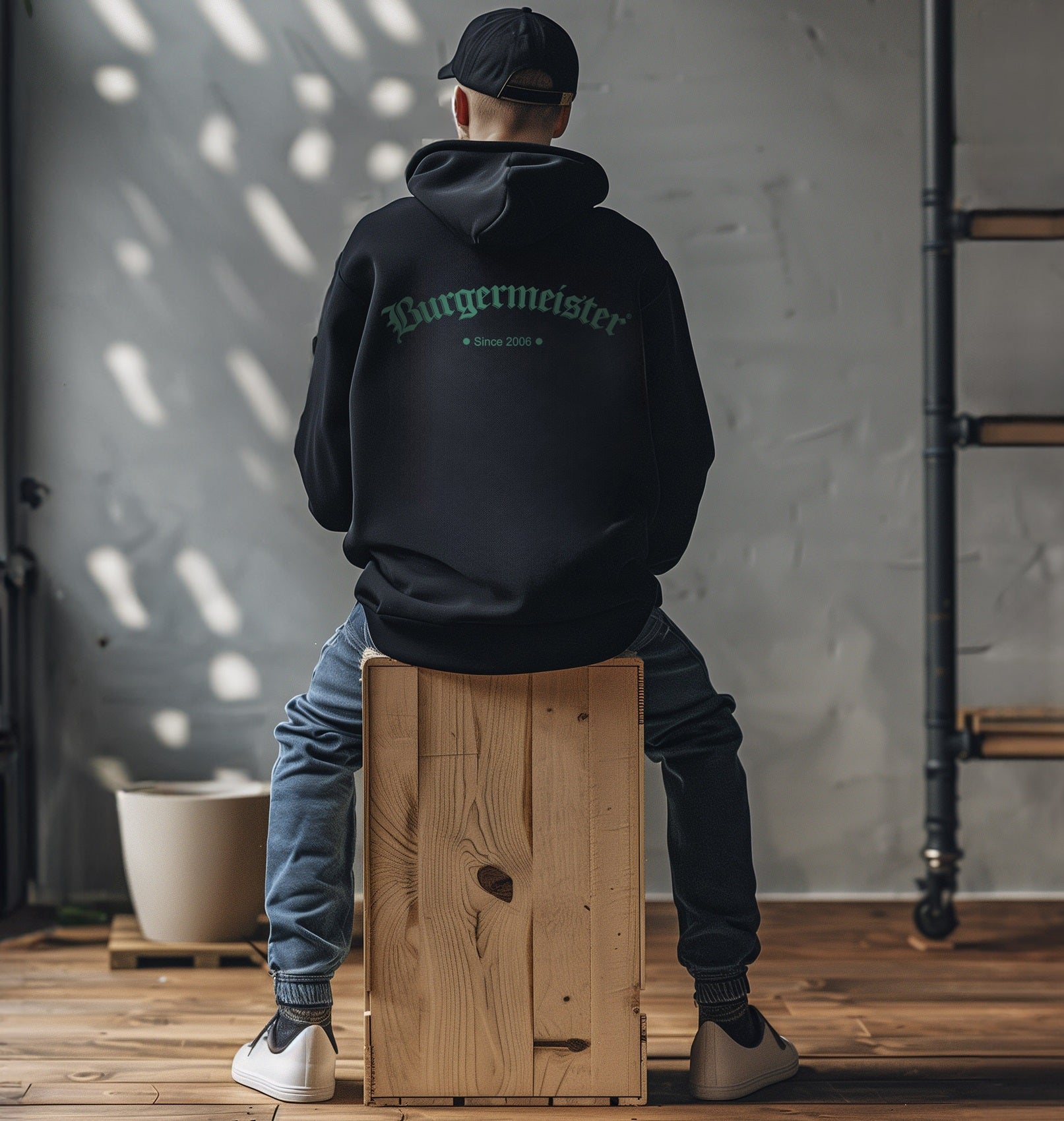 Zip-Hoodie Burgermeister Logo schwarz