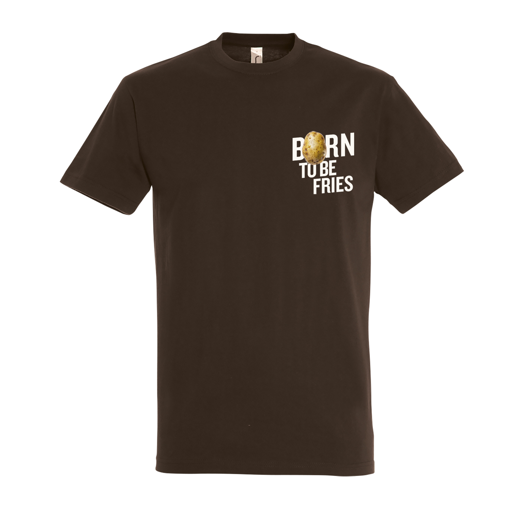 T-Shirt Born To Be Fries dunkelbraun