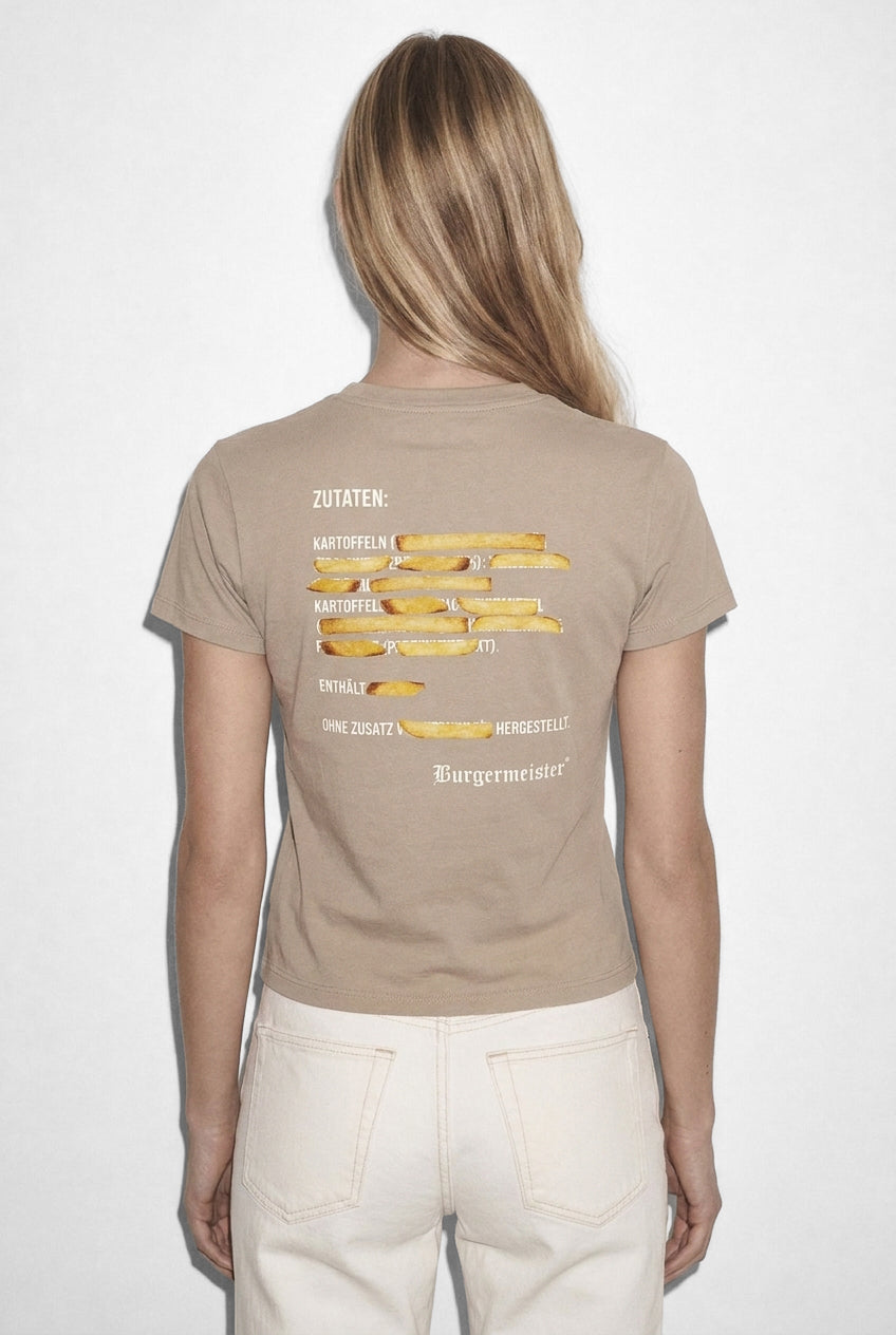 T-Shirt Born To Be Fries Hellbraun
