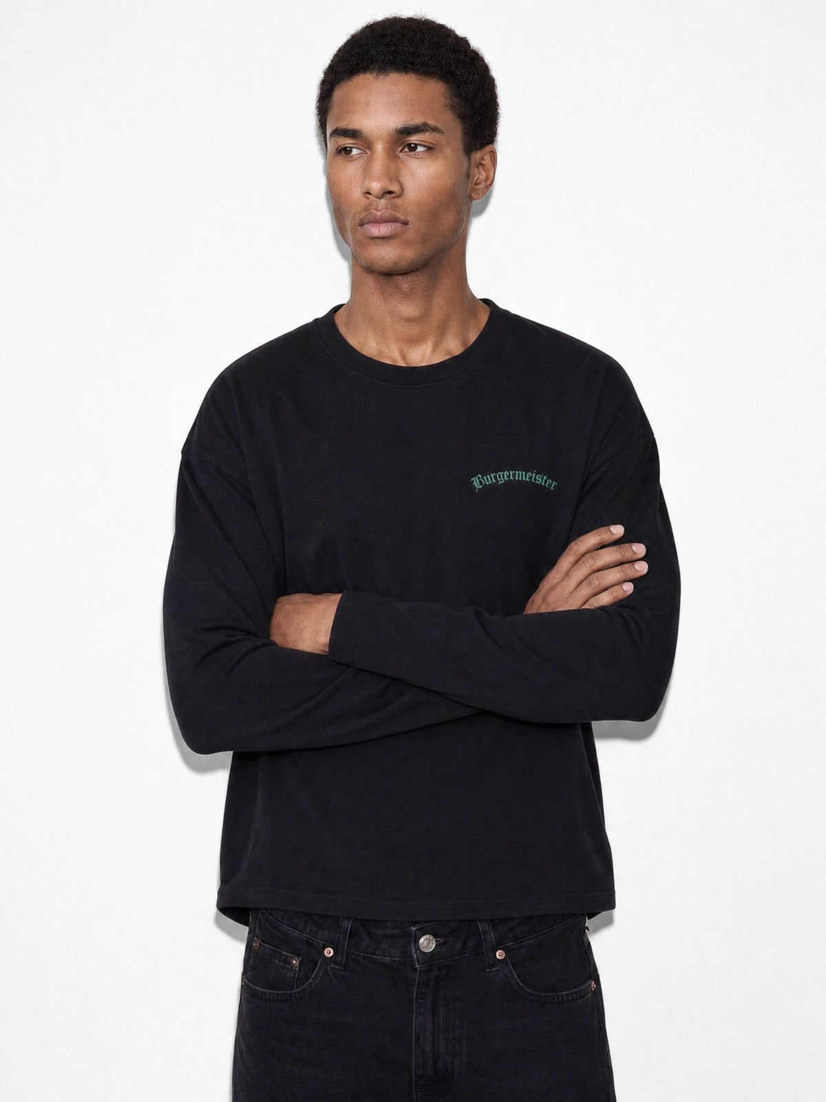 Longsleeve Burgermeister Logo schwarz