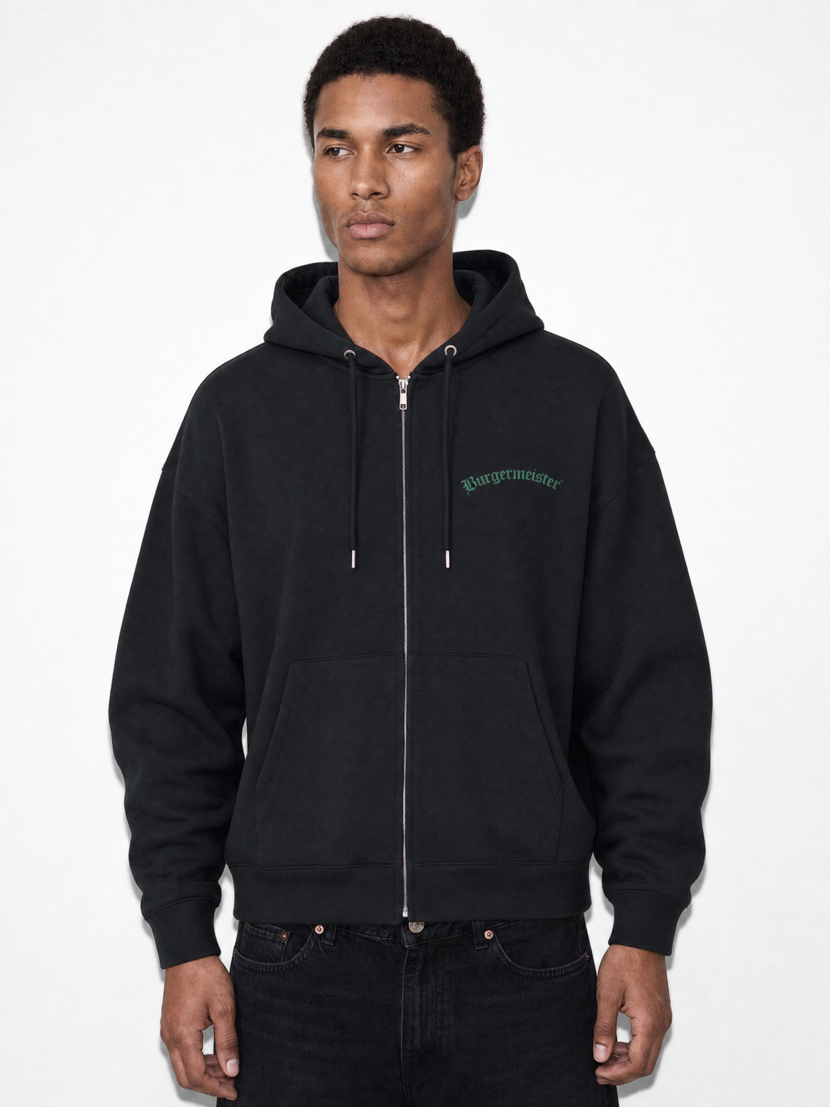 Zip-Hoodie Burgermeister Logo schwarz